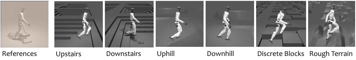 Walking reference and execution upstairs, downstairs, uphill, downhill, on discrete blocks and rough terrain.